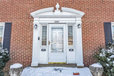 View of snow covered property entrance
