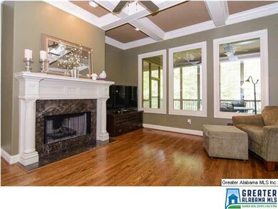 Cozy Den/Family Room with Coffered Ceiling