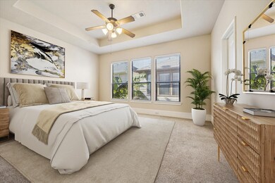 Virtually staged primary bedroom