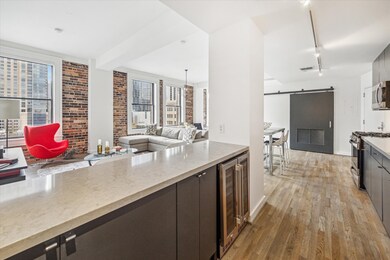 View of the kitchen seating area in Bayou Lofts, s
