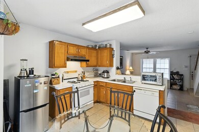 Kitchen featuring white appliances, under cabinet