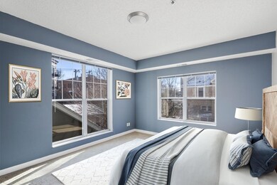 Primary Bedroom, Virtually Staged.  Enjoy oversized, east- and south-facing windows in this beautiful bedroom.