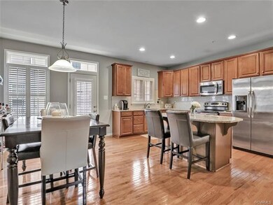 A large, open kitchen and dining area