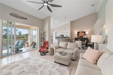 This second floor condo features vaulted ceilings.