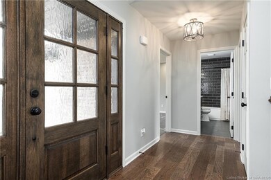 Pic of gorgeous front door and lovely lighting!