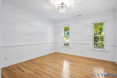 Crown and Chair molding, hardwood floor.