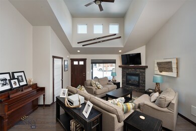 Soaring Ceiling Living Room, Stacked Stone Gas Fir