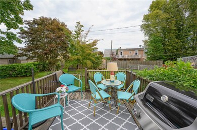 View from private deck to the back garden with a s