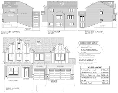 Edgestone Elevation and Square Footage Breakdown (Total Finished Area 4,230)