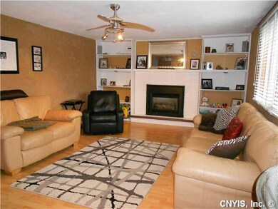Family Room Shelves flanking the gas fireplace