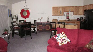 Open, great room w/vaulted ceilings
