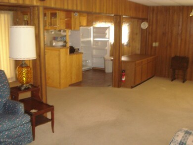 view from living room into kitchen