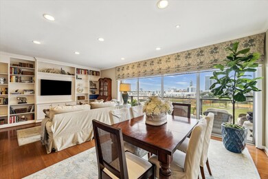 Living & Dining Room with custom built-in entertai