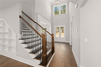 Looking towards the front doors from the family room.