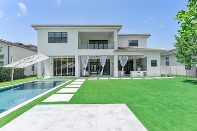 View of large yard space and pool