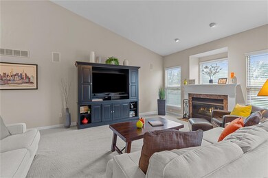 Large great room with vaulted ceiling, gas firepla