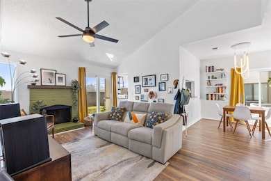 Living room with a wealth of natural light, dark w