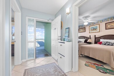 Tiled bedroom with access to outside