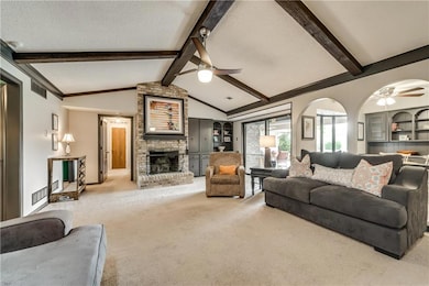 Spacious living room with Vaulted Ceilings, firepl