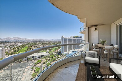 Balcony with a mountain view