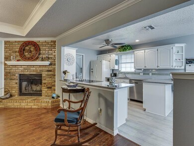Beautiful view of remodeled kitchen from living ar