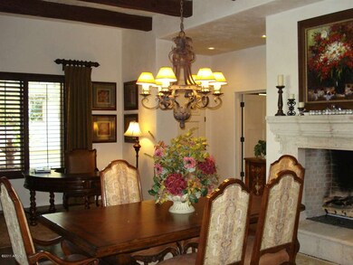 Dining area with Cantera Gas Fireplace