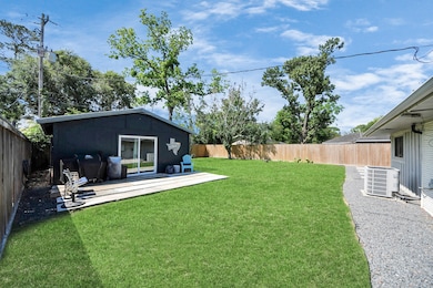 The backyard is inviting.