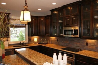 Rich custom cabinetry, tile backsplash, under coun