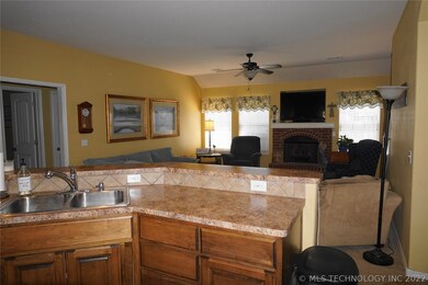 kitchen open to living area