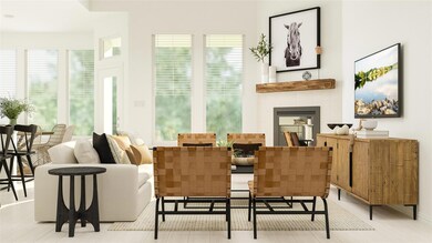 Living area with light hardwood / wood-style floor