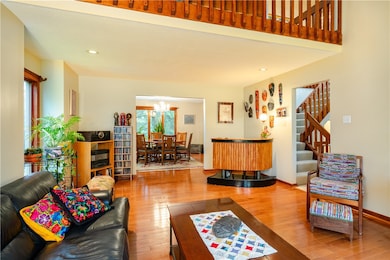 The living room also has a loft from the second fl