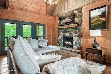 Living / Stone Fireplace