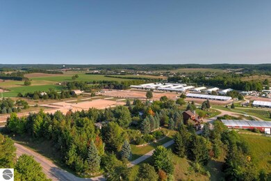 Aerial view over Flintfields towards the property