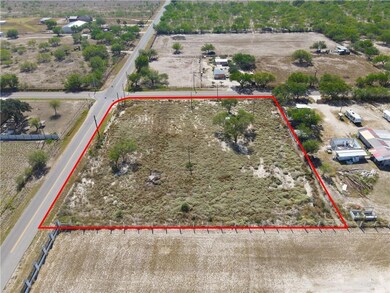 Overview of rural landscape featuring property boundaries highlighted