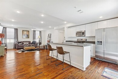 Wide open floorplan with all wood floors