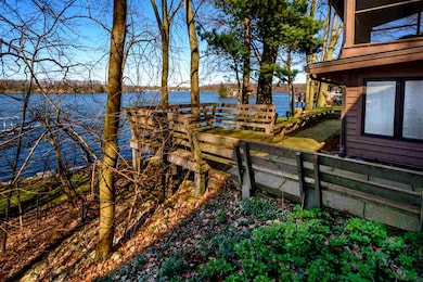 Wood deck with Sylvan Lake in the background