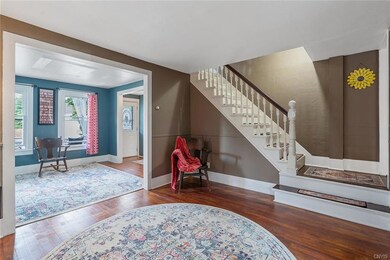 Beautiful staircase with entrance from dining room