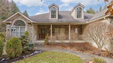 Welcoming front door with covered porch