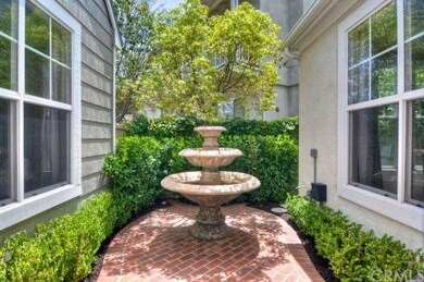 Bubbling fountain in court yard.