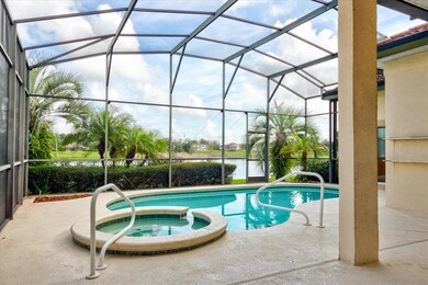 Sit in the pool and enjoy the view of the lake.