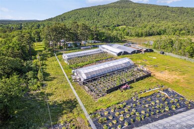 Aerial view of a heavily wooded area
