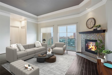 Living room virtually staged.