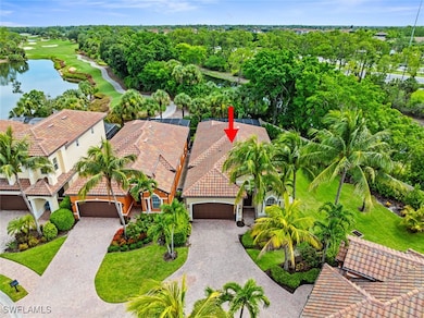 View from above of property with a large body of w