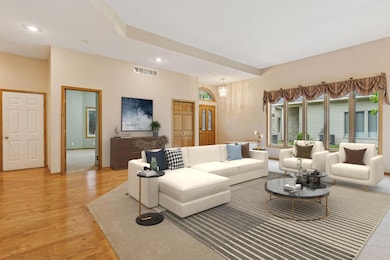 Virtually staged living room, you have so many furniture placement options with the open floor plan.