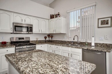 kitchen island and microwave of maya