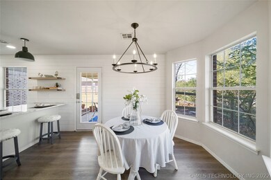 Dining Room View.  New Shiplap Accent Wall and Wag