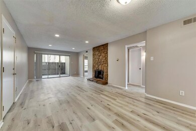View from dining area looking into living area and