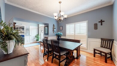 Crown molding, wainscoting and plantation shutters