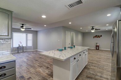 kitchen and family room