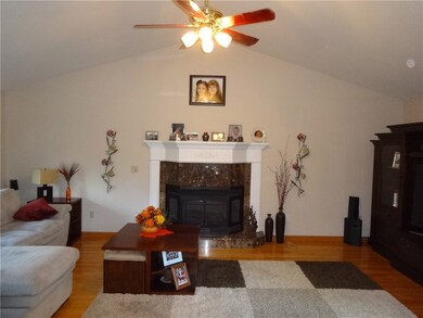 Family room with Granite Gas Fireplace